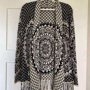 Rip Curl Black and White Fringe Sweater